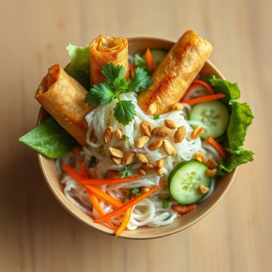 18. Deep Fried Veggie Spring Rolls Vermicelli